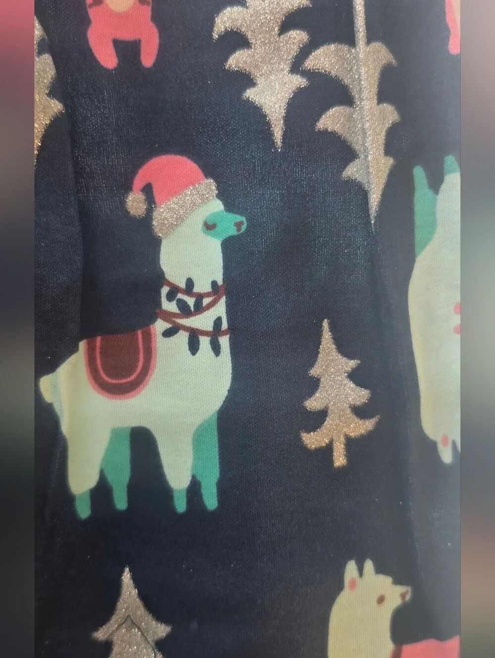 Tucker + Tate Navy Llama Print Holiday Pajama Set with Pink Trim Size 7 NWT
